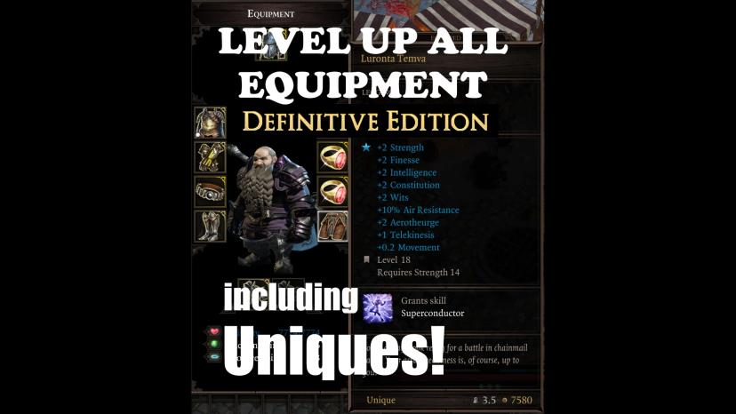 Level up all equipment, including unique ones addon