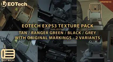 Paquete de texturas EOTECH EXPS3: 8 variantes con marcas realistas addon
